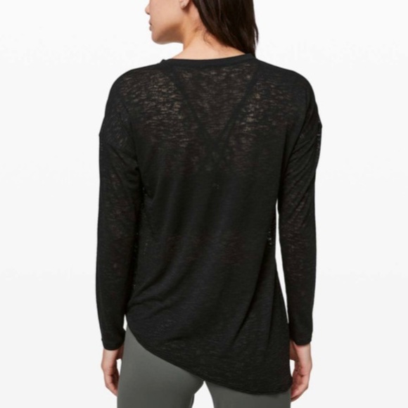 Lululemon Tie Your Practice Long Sleeve shirt tie front sheer top black - Picture 2 of 9